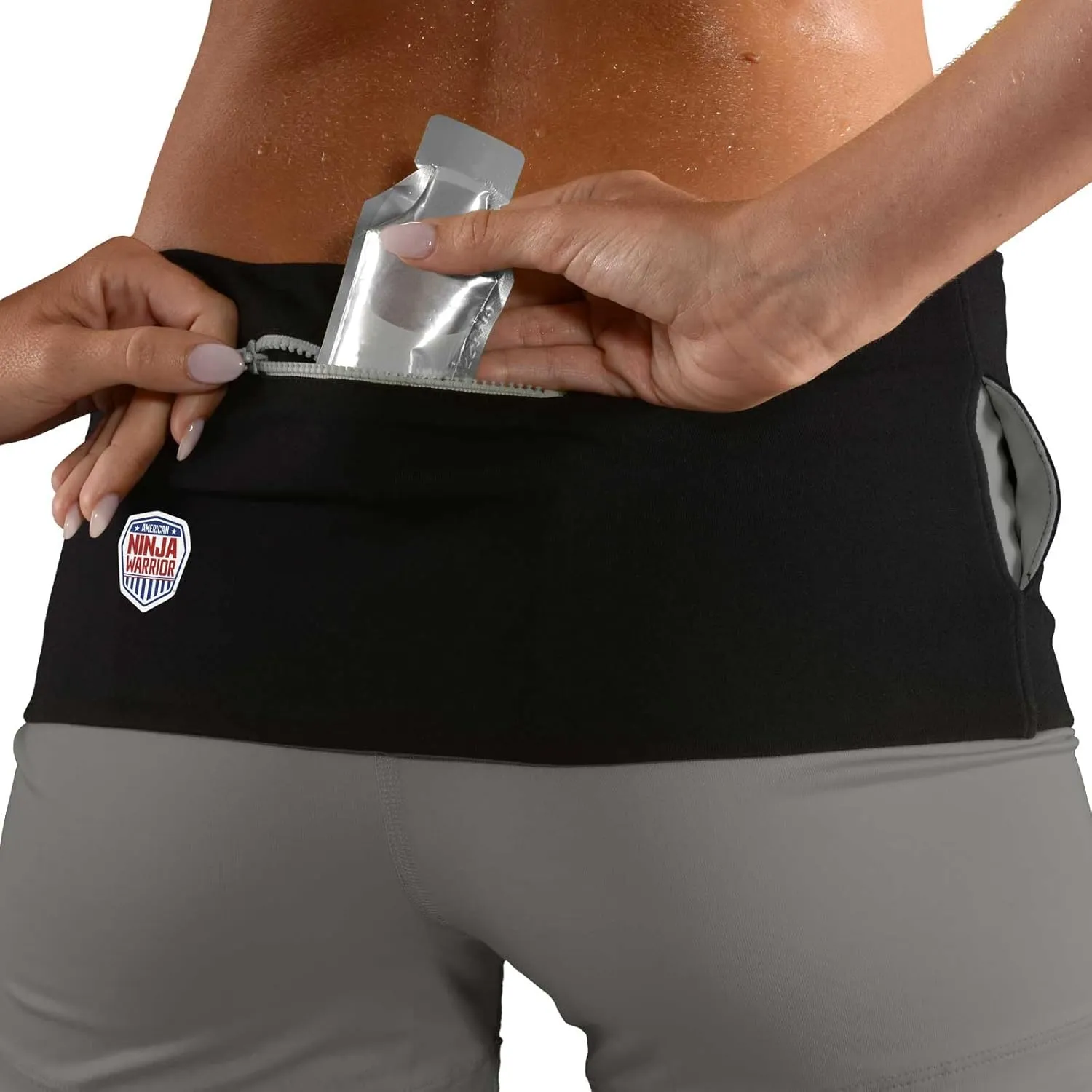 American Ninja Warrior Running Belt for iPhone, Fanny Pack for Fitness & Travel Money Storage - 6, 7 Plus, 8, X - Galaxy S7, S8 - Unisex Waist Band with Zippers for Men & Women by The Tube Waistband