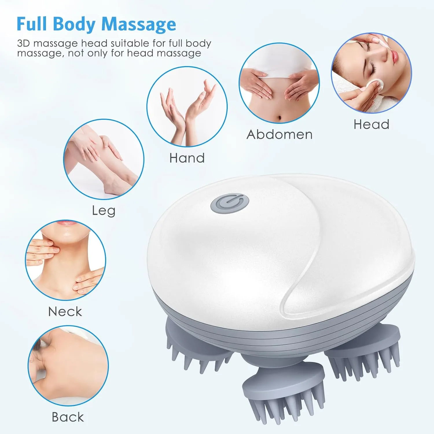 AMIR Electric Scalp Massager, Portable Head Massager with Kneading 96 Massage Nodes, Handheld Head Scratcher Massager for Stress Relax and Pain Relief, Ideal Gifts for Women, Men