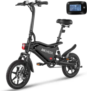 ANCHEER 14" Folding Electric Bike for Adults, 22MPH Ebike with 350W Motor[Peak 500W], 48V 374Wh Battery, Dual Shock Absorber,Brake Taillight, Cruise Control, UL 2849 Certified Electric Bicycle