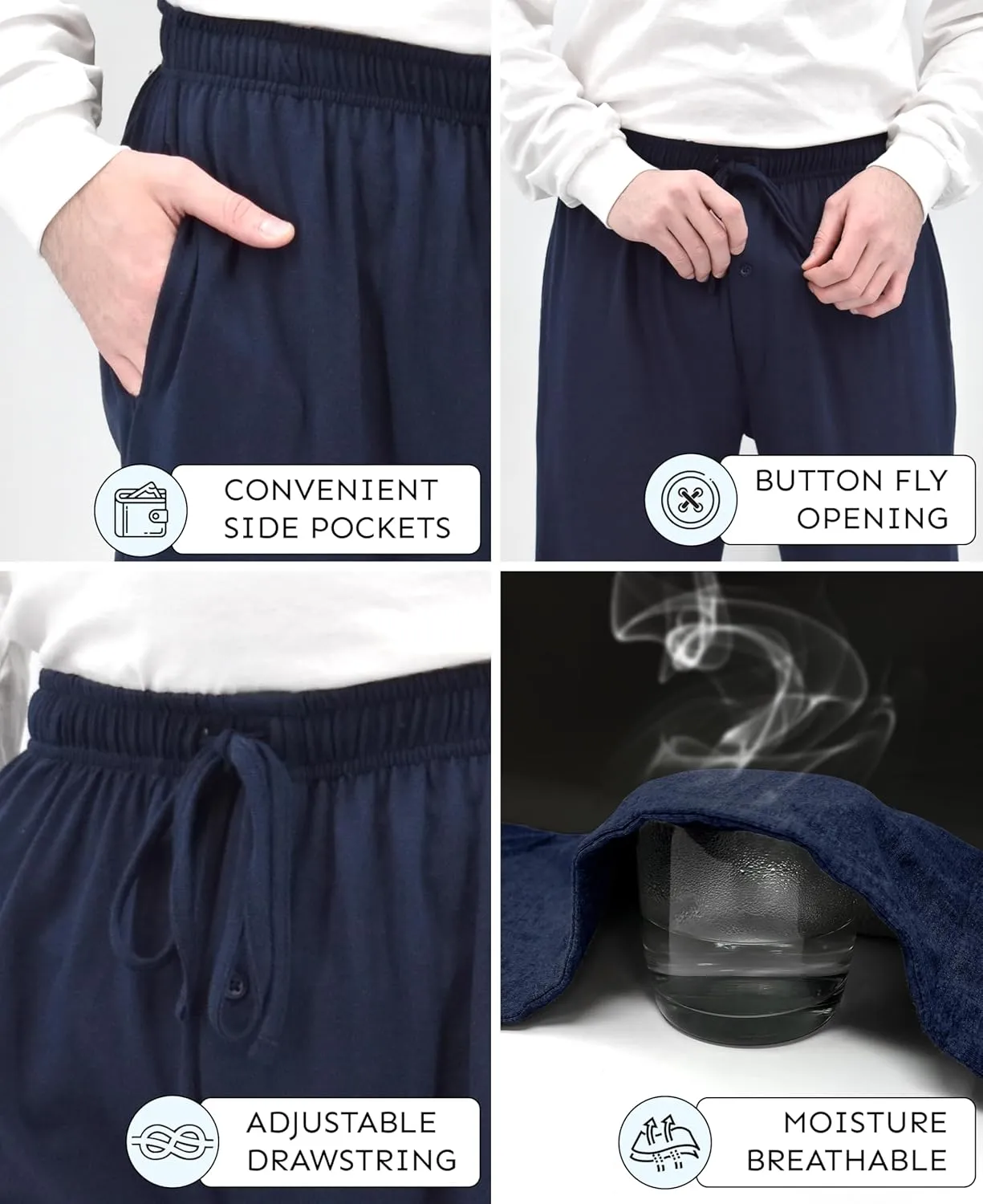 Andrew Scott Men's Lounge Pants | Multi Packs & Colors | Soft & Light Cotton Drawstring Yoga Lounge & Sleep PJ Pants