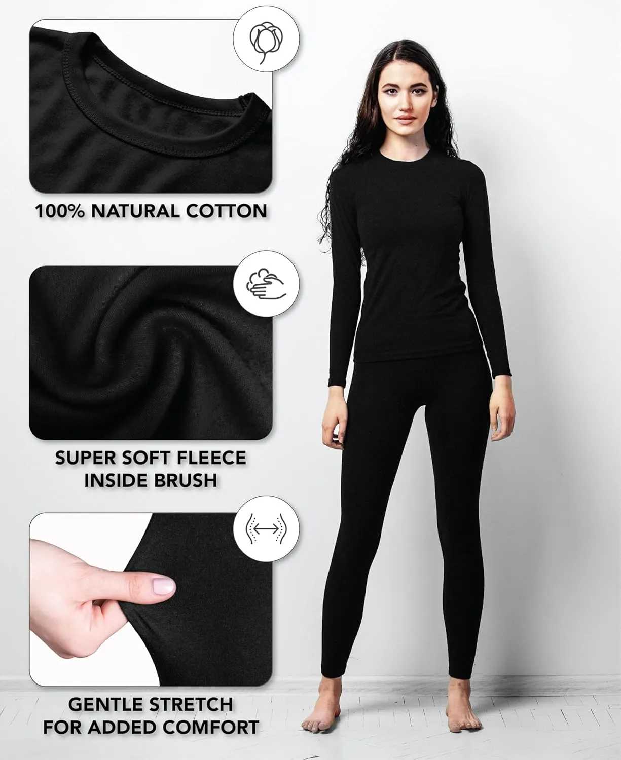 Andrew Scott Women's Base Layer Thermal Tops | 100% Cotton - Multi Packs Colors