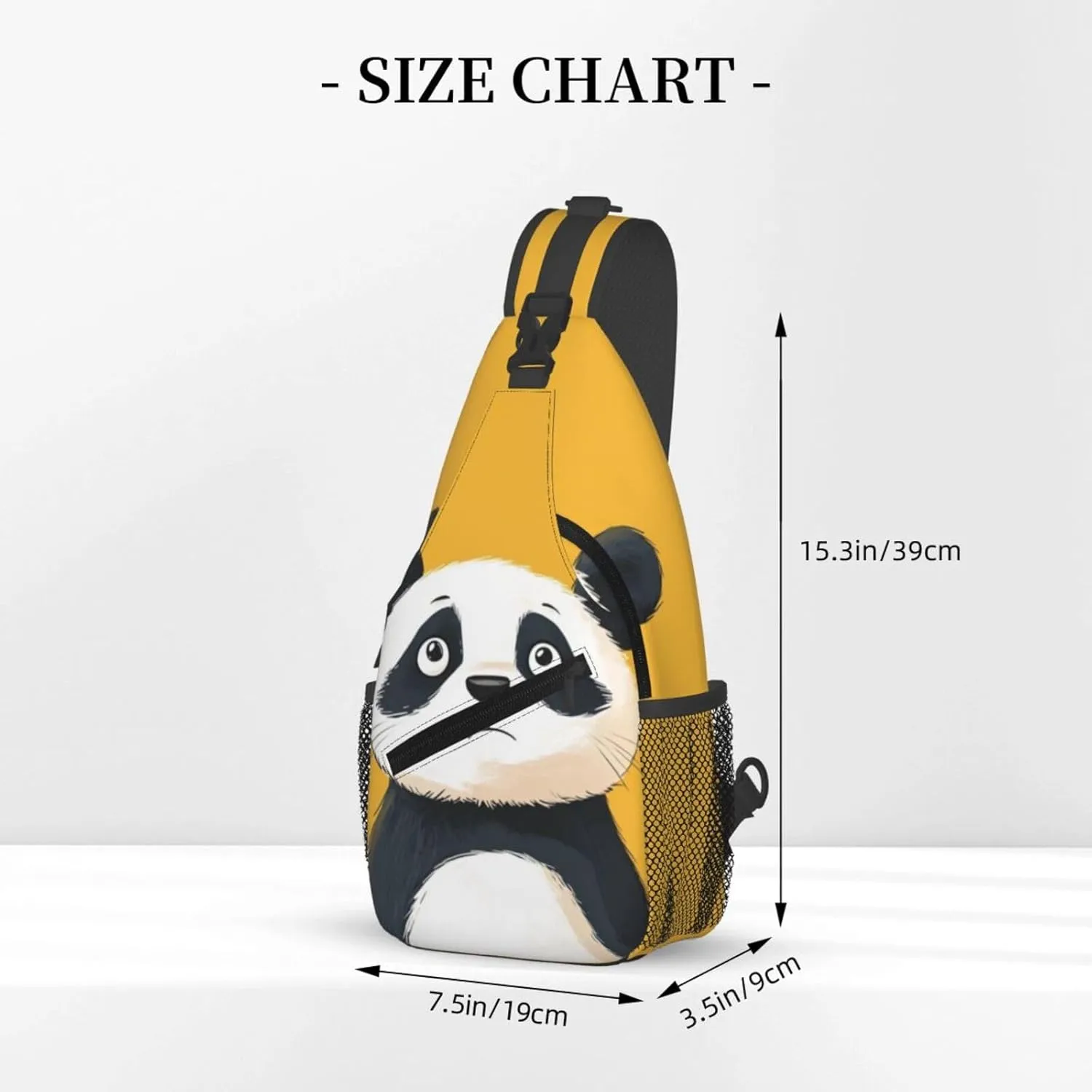 Angry Panda Crossbody Bag with Abstract Picture Fitness Sports Travel Hiking Backpack Cute Animal Print Chest Bag Shoulder Bag for Women and Men
