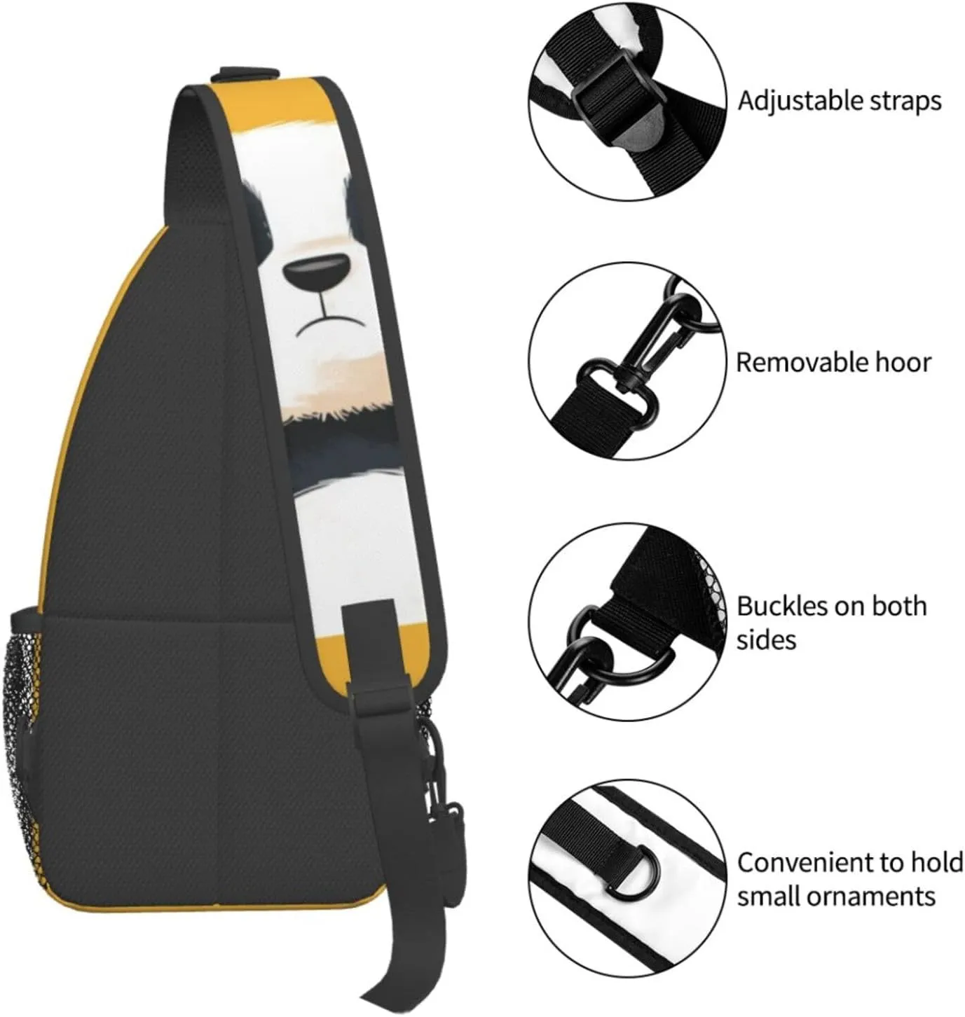 Angry Panda Crossbody Bag with Abstract Picture Fitness Sports Travel Hiking Backpack Cute Animal Print Chest Bag Shoulder Bag for Women and Men
