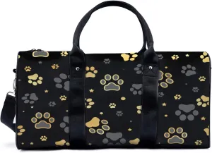 animal footprints cat and dog Travel Duffel Bag for Woman Weekender Bag Man Tote Gym Bag Sport Gym Bag Hospital Bag for Labor and Delivery Overnight Bag Luggage Bag