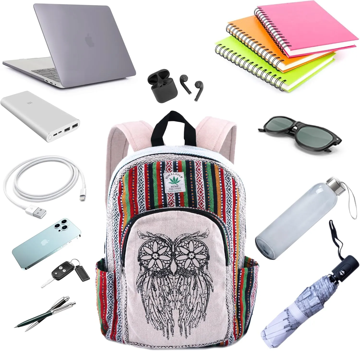Anitya Hemp Backpack, Multi-Functional Pockets, Eco-Friendly, Unisex, Hiking Daypack, Durable Rucksack (AHLB02)