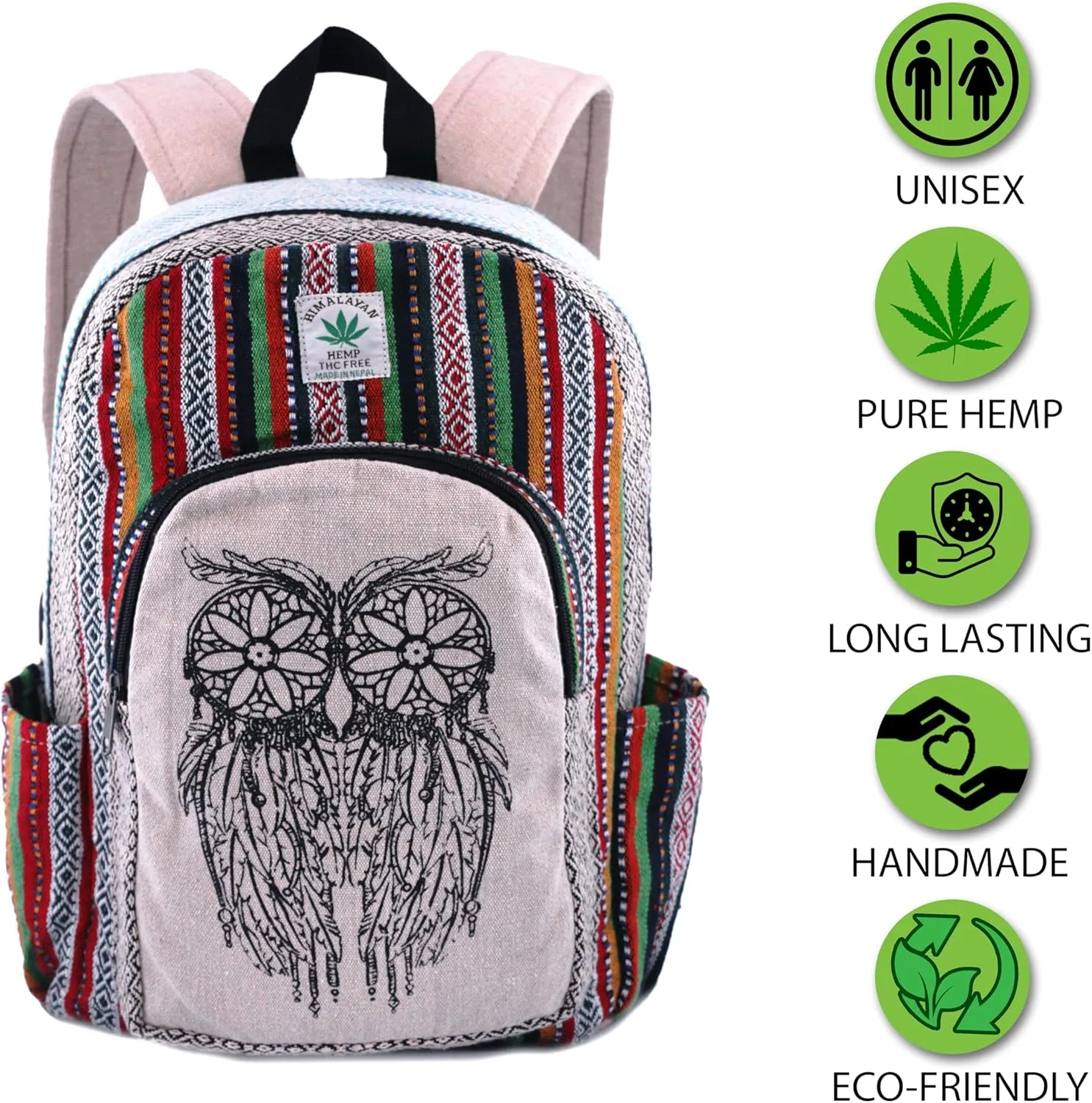 Anitya Hemp Backpack, Multi-Functional Pockets, Eco-Friendly, Unisex, Hiking Daypack, Durable Rucksack (AHLB02)