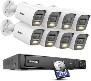 ANNKE 16CH 4K PoE Security Camera System with AI Human Vehicle Detection, 12MP H.265  NVR and 8X 4K UHD Outdoor IP Bullet Cameras, Built-in Mic, Color Night Vision, IP67, 2TB HDD Included-H800