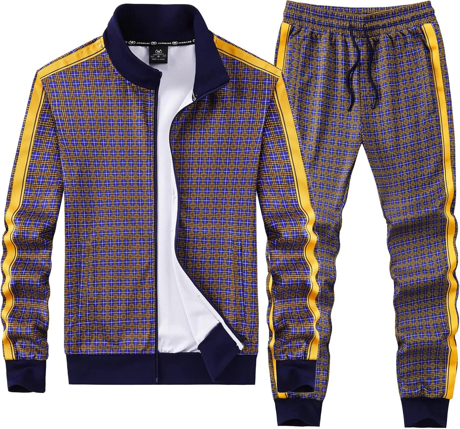 ANOTWENER Men's Track Suits 2 Piece Stand-up Collar Long Sleeve with Double Side Pockets Jacket and Sweatpants