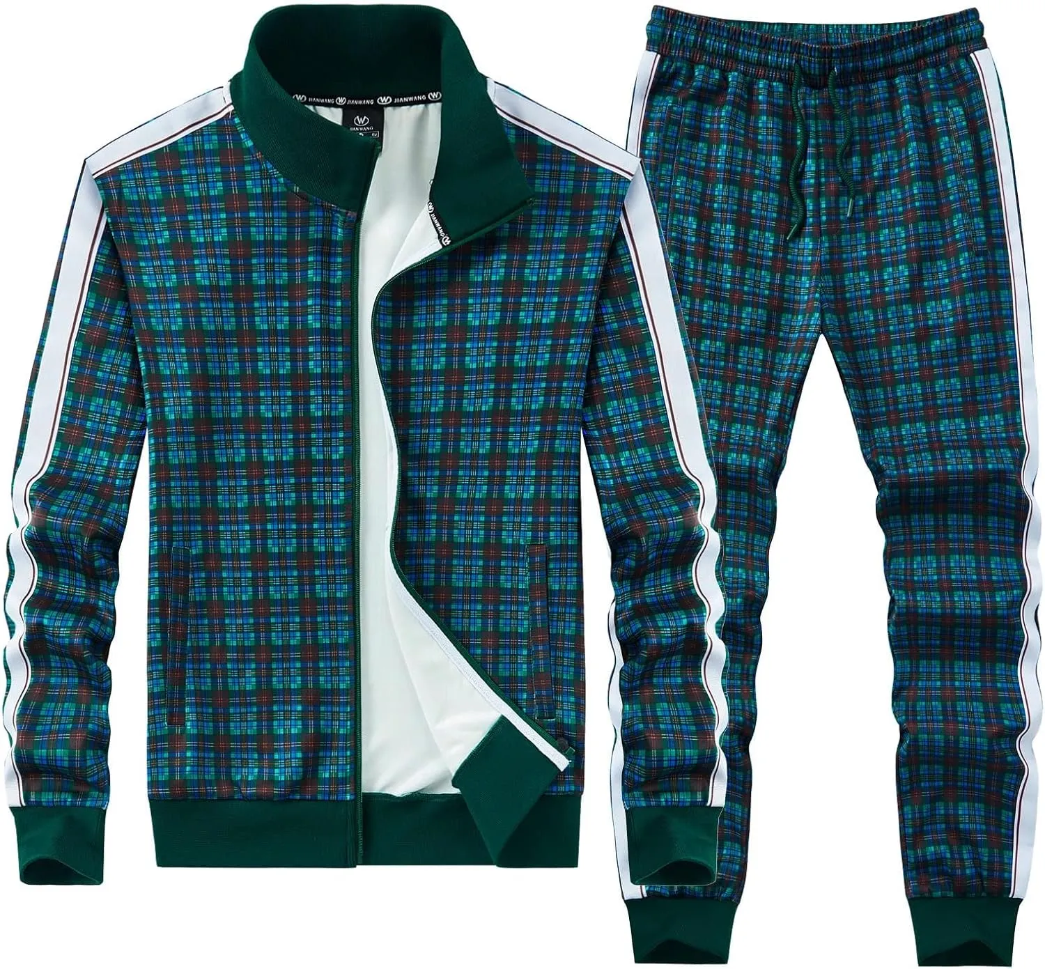 ANOTWENER Men's Track Suits 2 Piece Stand-up Collar Long Sleeve with Double Side Pockets Jacket and Sweatpants