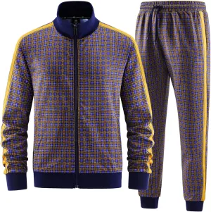 ANOTWENER Men's Track Suits 2 Piece Stand-up Collar Long Sleeve with Double Side Pockets Jacket and Sweatpants