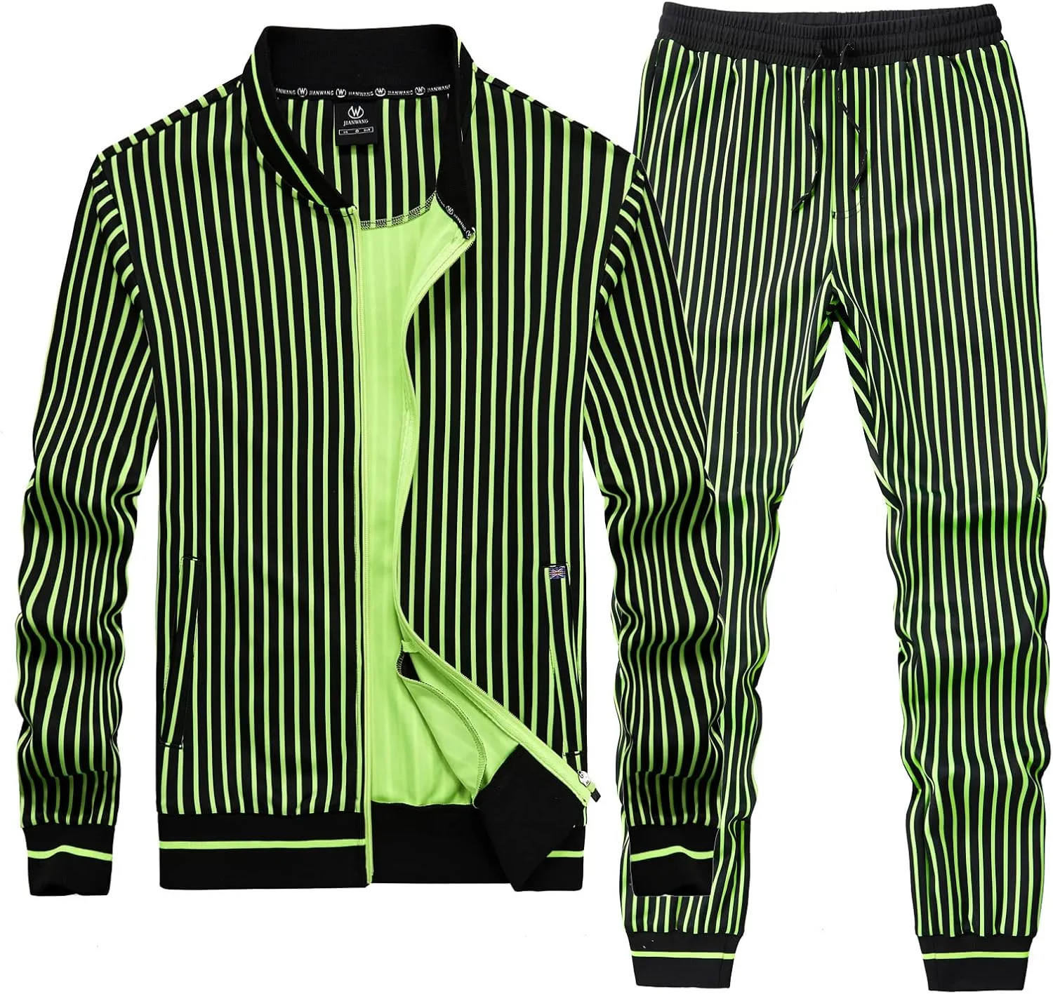 ANOTWENER Men's Track Suits 2 Piece Stand-up Collar Long Sleeve with Double Side Pockets Jacket and Sweatpants
