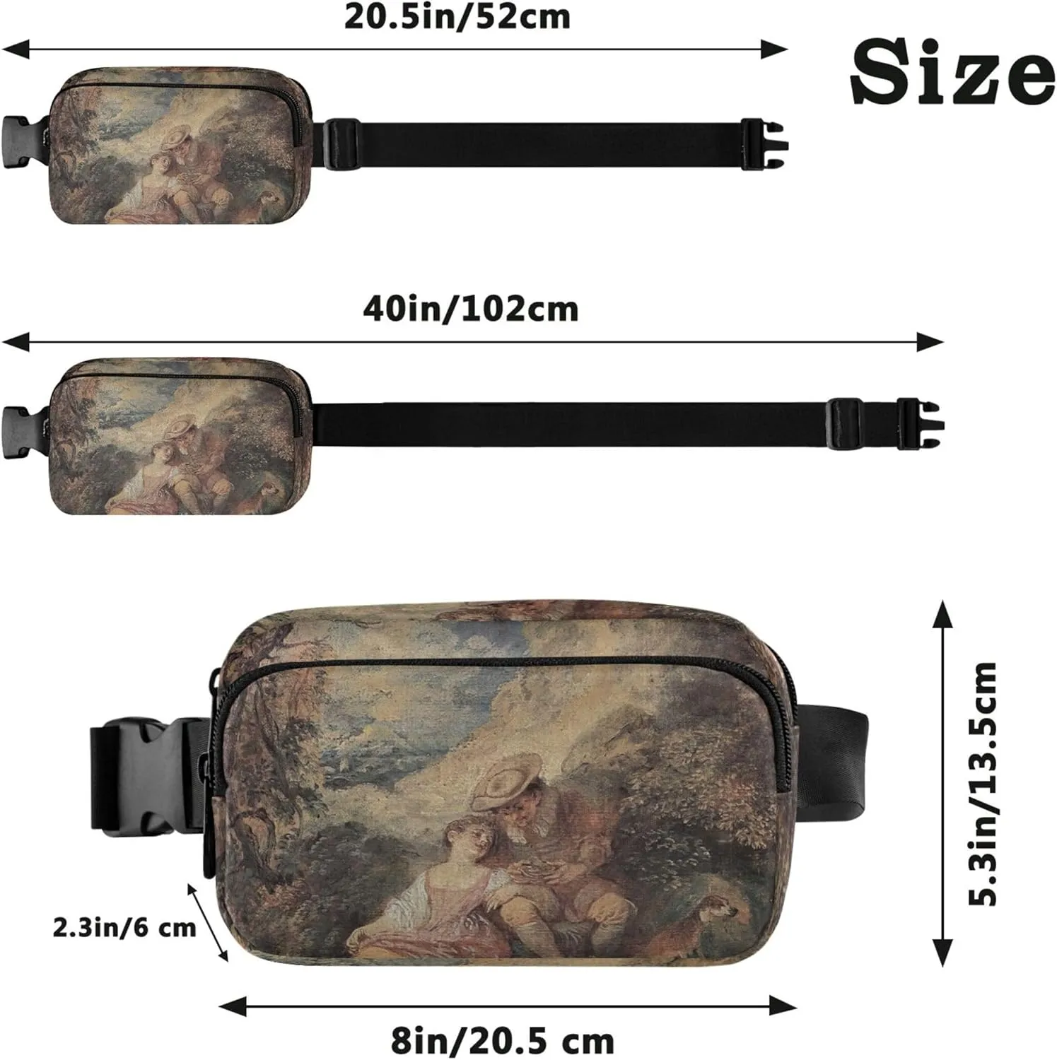 Antoine Watteau Robber Sparrow's Nest Fanny Pack for Women Belt Bags Hip Pack Waterproof Cartoon Waist Pack for Women