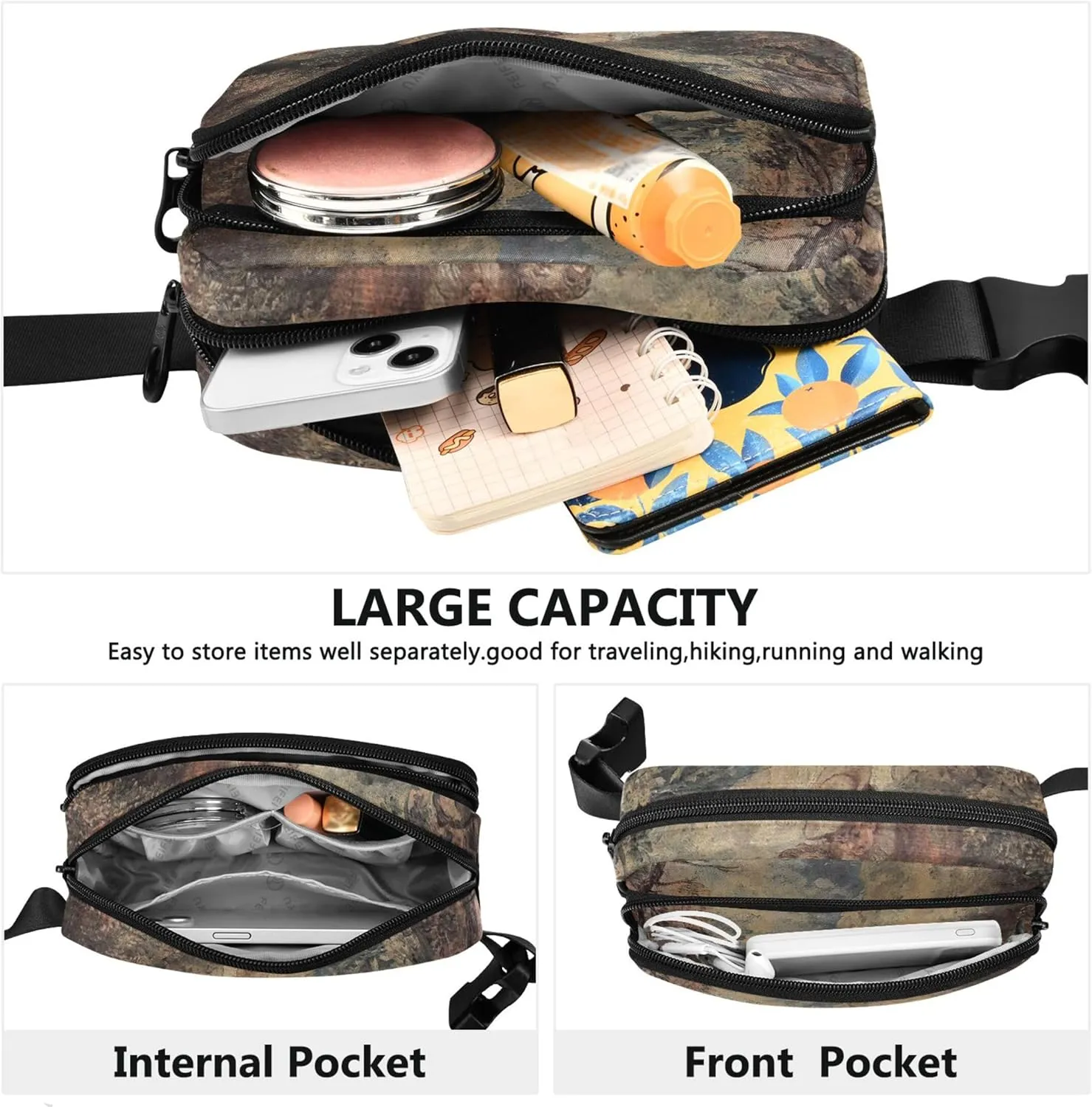 Antoine Watteau Robber Sparrow's Nest Fanny Pack for Women Belt Bags Hip Pack Waterproof Cartoon Waist Pack for Women