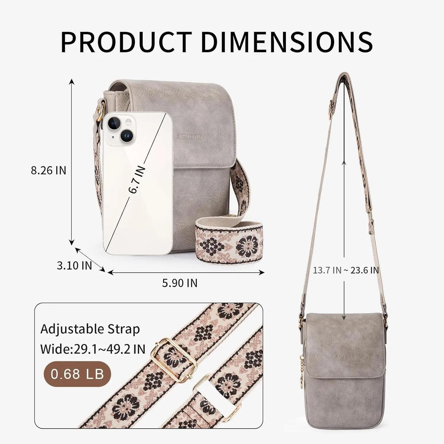 APHISON Small Crossbody Bags for Women Trendy, Leather Phone Wallet Purses Handbags Card Slots with Adjustable Guitar Strap