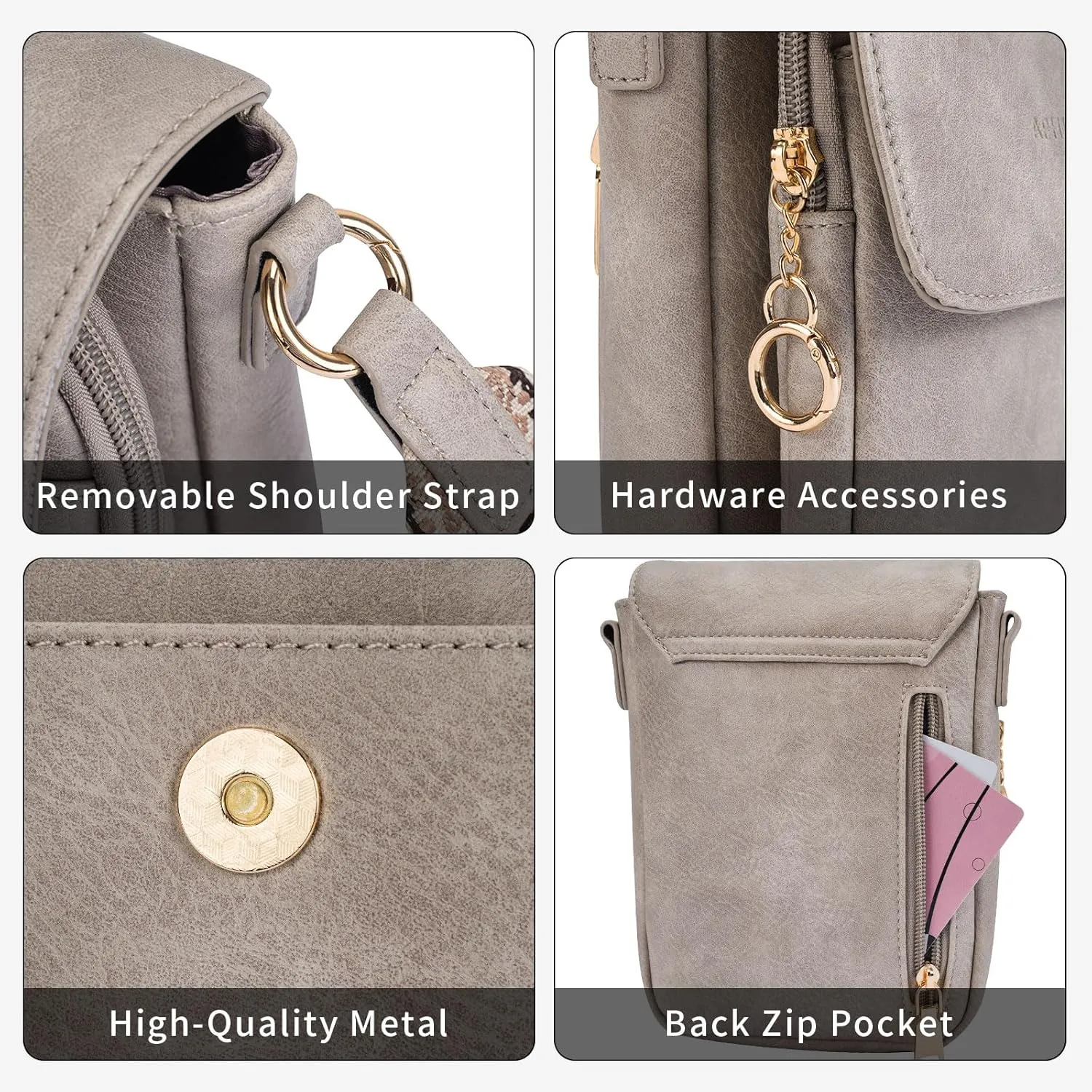APHISON Small Crossbody Bags for Women Trendy, Leather Phone Wallet Purses Handbags Card Slots with Adjustable Guitar Strap
