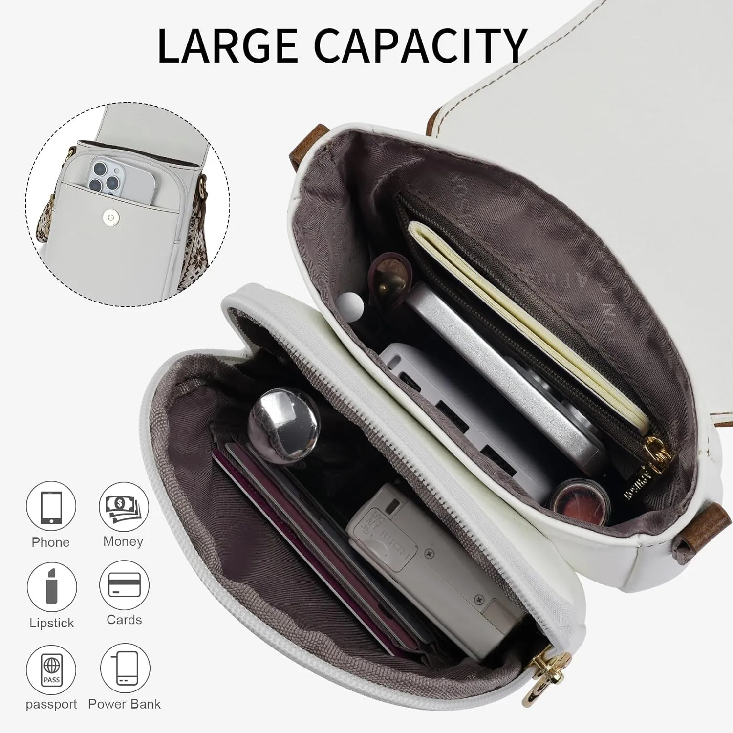 APHISON Small Crossbody Bags for Women Trendy, Leather Phone Wallet Purses Handbags Card Slots with Adjustable Guitar Strap