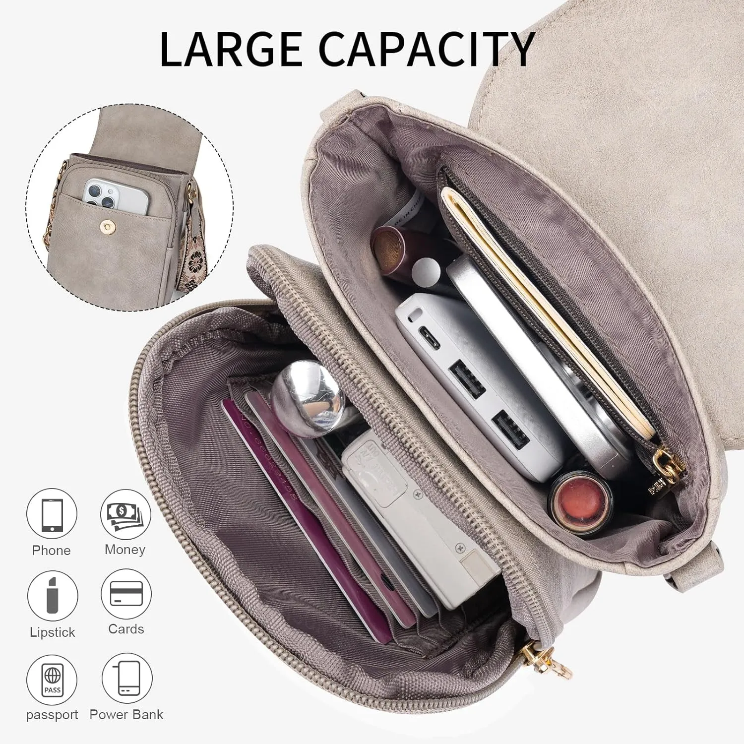 APHISON Small Crossbody Bags for Women Trendy, Leather Phone Wallet Purses Handbags Card Slots with Adjustable Guitar Strap