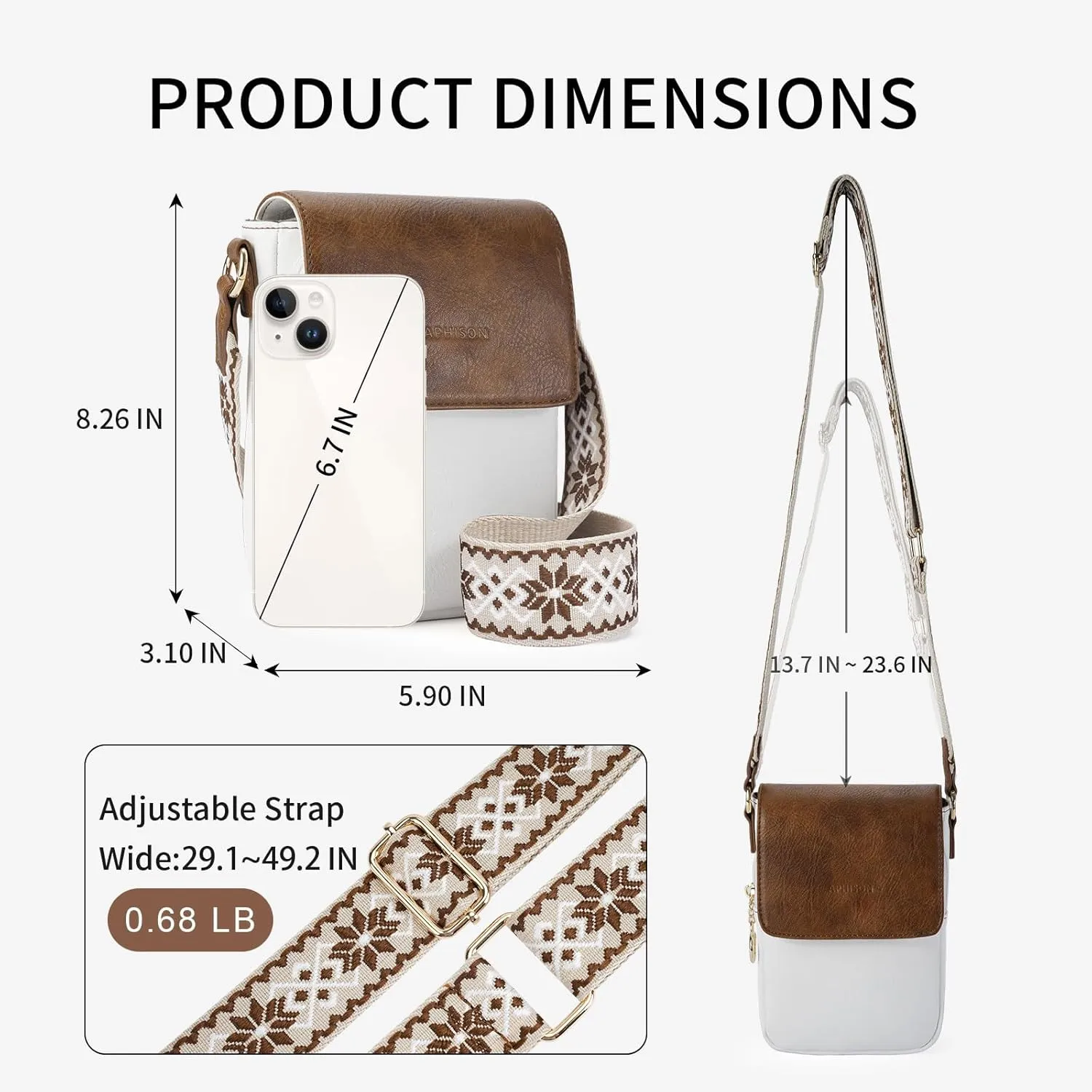 APHISON Small Crossbody Bags for Women Trendy, Leather Phone Wallet Purses Handbags Card Slots with Adjustable Guitar Strap