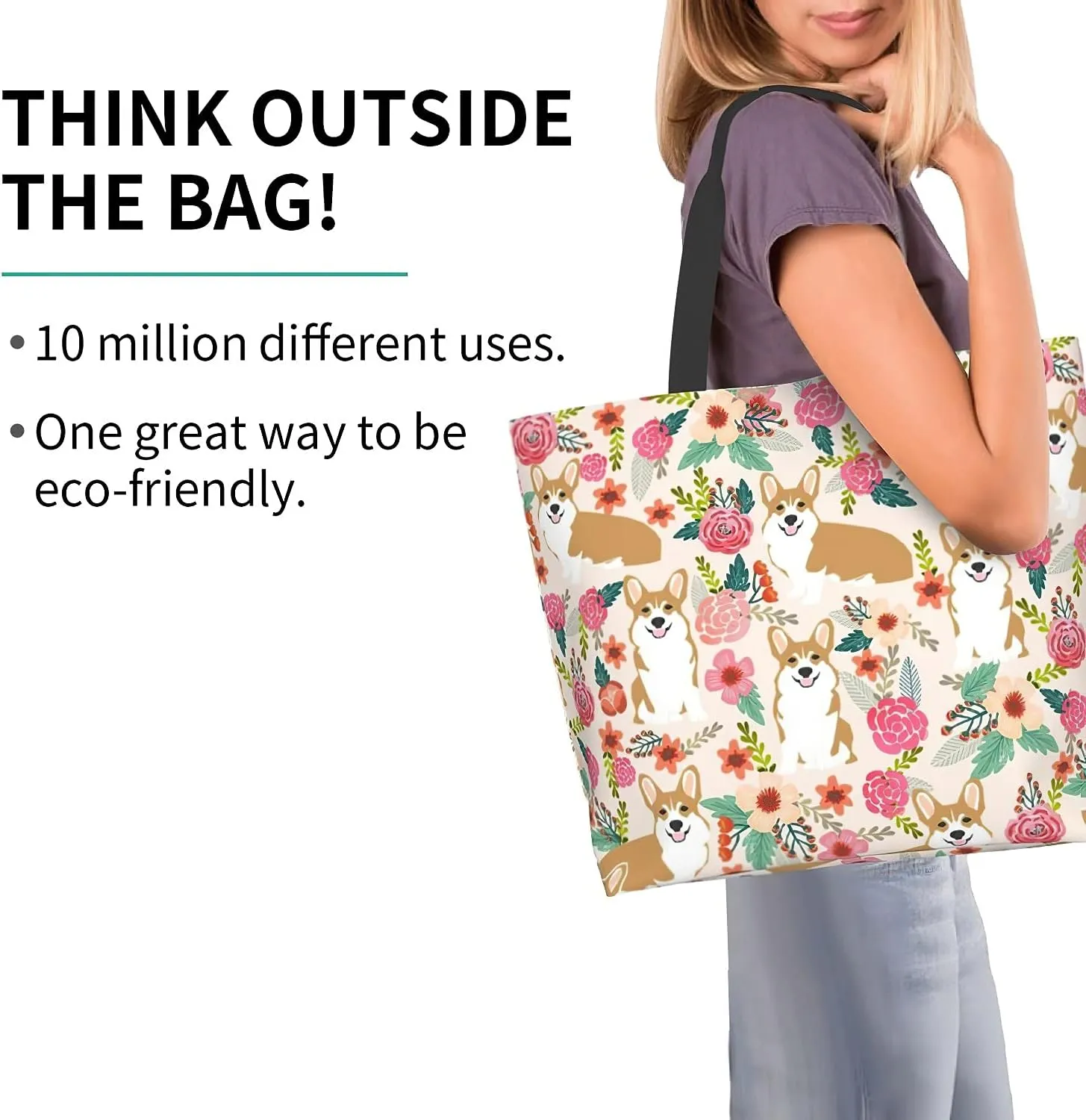 aportt Reusable Grocery Bag Large Shopping Tote Bag with Strong Handle Eco-Friendly