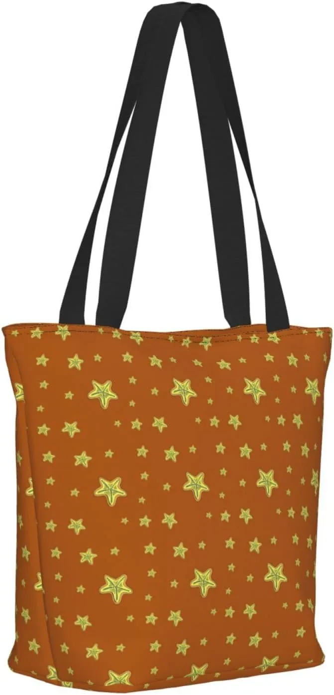 Applique Christmas Snowflake Orange Tote Bag Women Reusable Shopping Bags Shoulder Bag Portable Storage HandBags