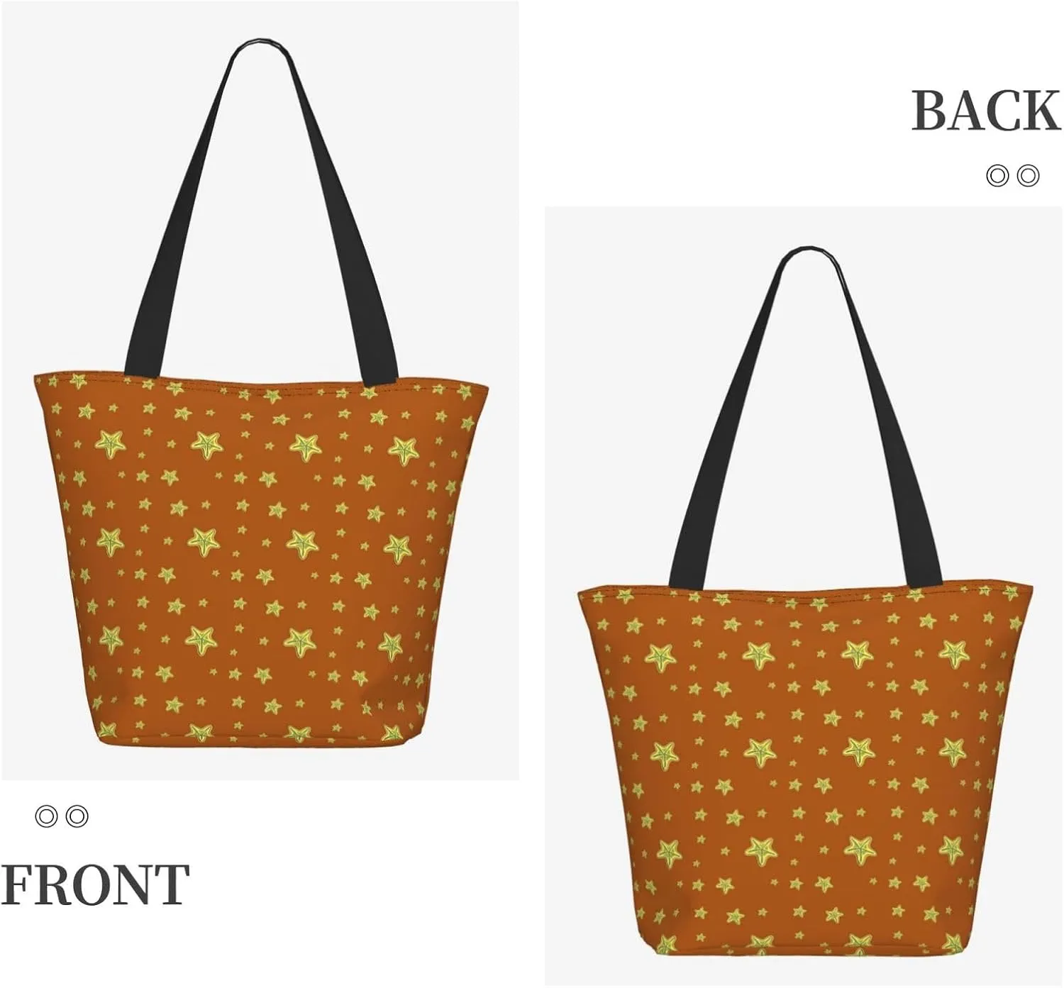 Applique Christmas Snowflake Orange Tote Bag Women Reusable Shopping Bags Shoulder Bag Portable Storage HandBags