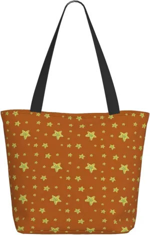 Applique Christmas Snowflake Orange Tote Bag Women Reusable Shopping Bags Shoulder Bag Portable Storage HandBags