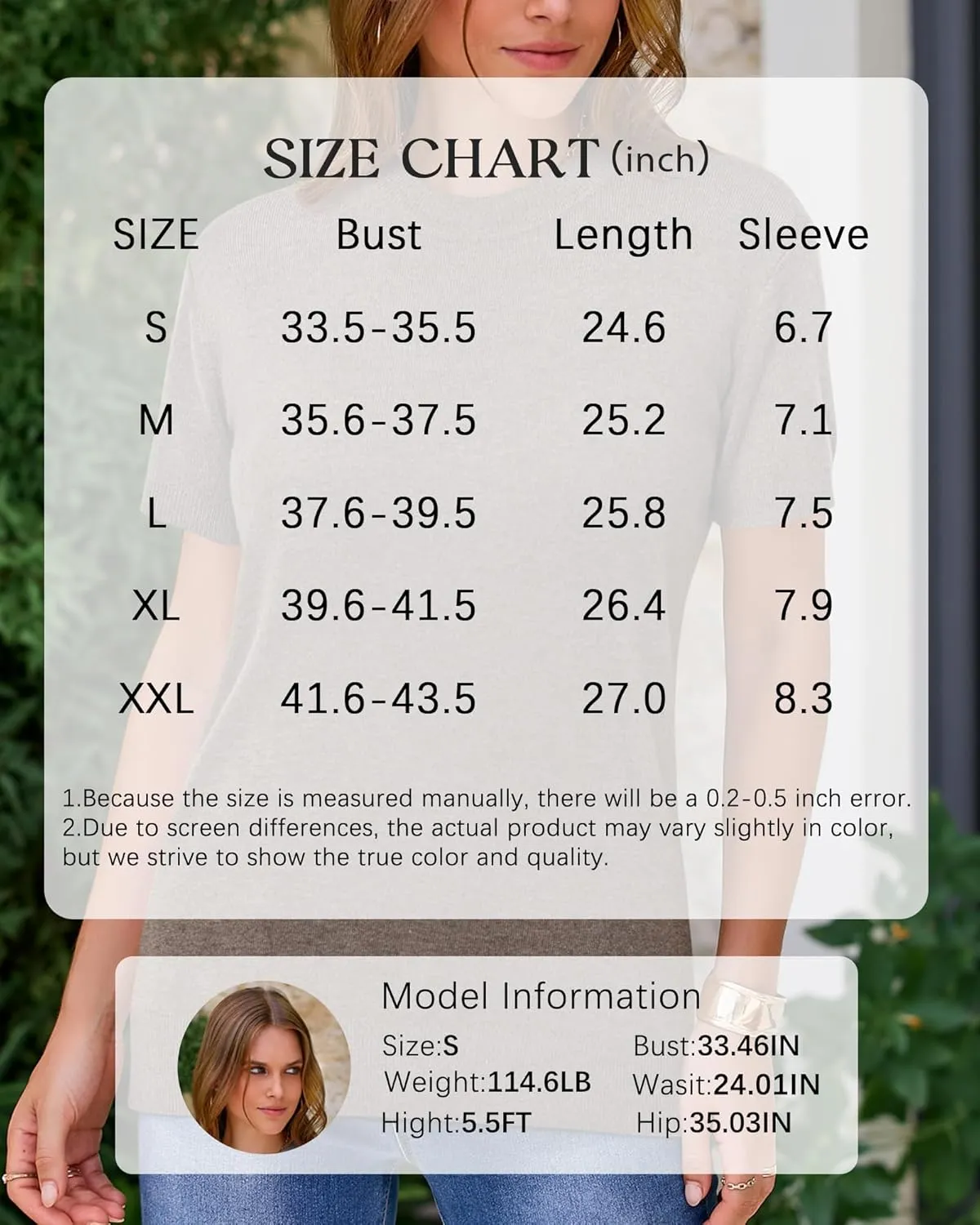 Arach&Cloz Women's Wool Blend Loose Fit Soft Summer Sweater Short Sleeve Crew Neck Casual Pullover Tops Trendy Outfits 2025