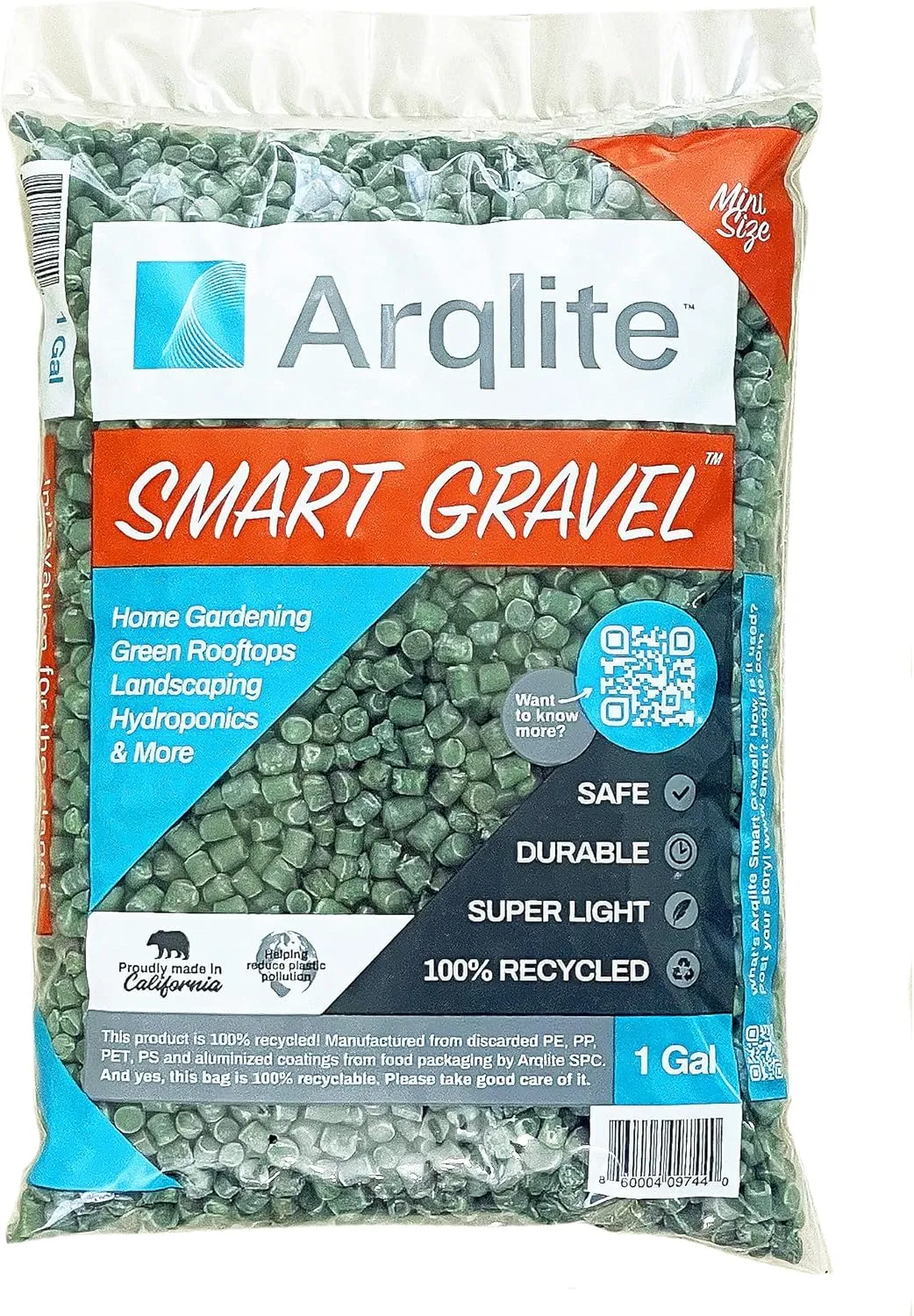 Arqlite Smart Gravel Mini | Plant Drainage for Healthy Roots - Eco-Friendly | Small Pots & Decoration | for Cactus, Succulents, Orchids | Lightweight & Clean (1-Gal Mini Size)