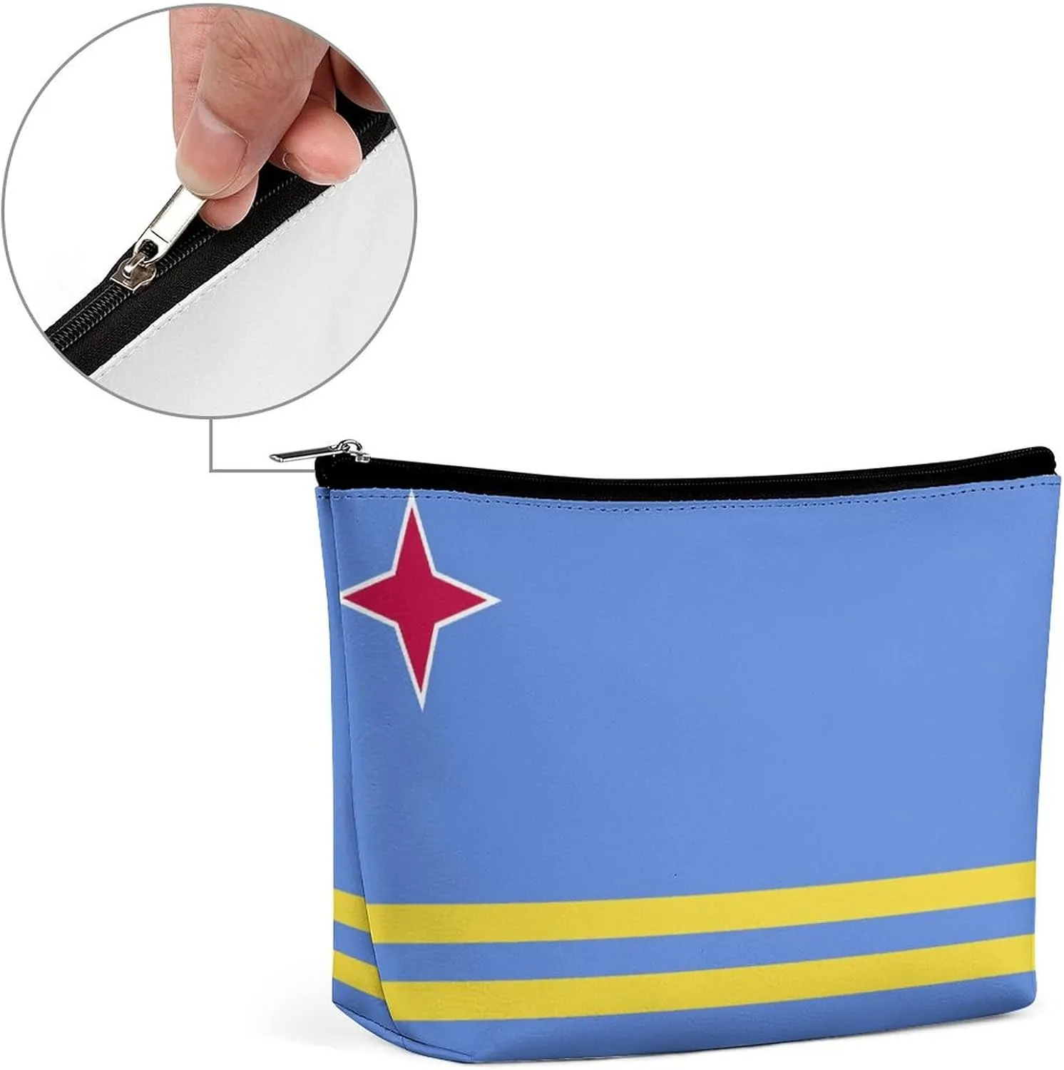 Aruba Flag Makeup Organizer for Women Travel Cosmetic Bag Lightweight Pouch for Purse