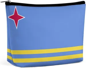 Aruba Flag Makeup Organizer for Women Travel Cosmetic Bag Lightweight Pouch for Purse