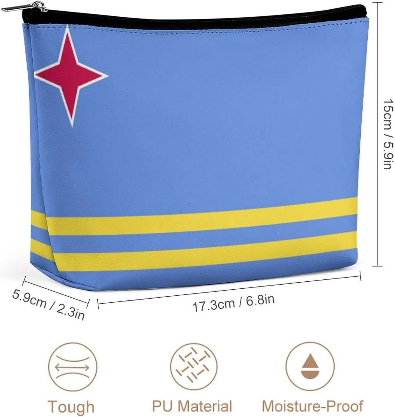 Aruba Flag Makeup Organizer for Women Travel Cosmetic Bag Lightweight Pouch for Purse