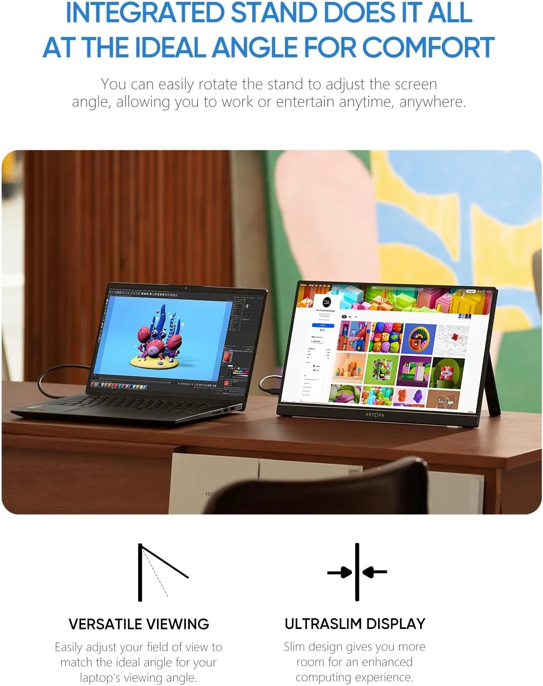 ARZOPA 16.1'' 144Hz Portable Gaming Monitor, 106% sRGB 1080P FHD Kickstand Portable Monitor with HDR, Ultra Slim, Eye Care, External Second Screen for Laptop, PC, PS5, Mac, Xbox-Z1FC