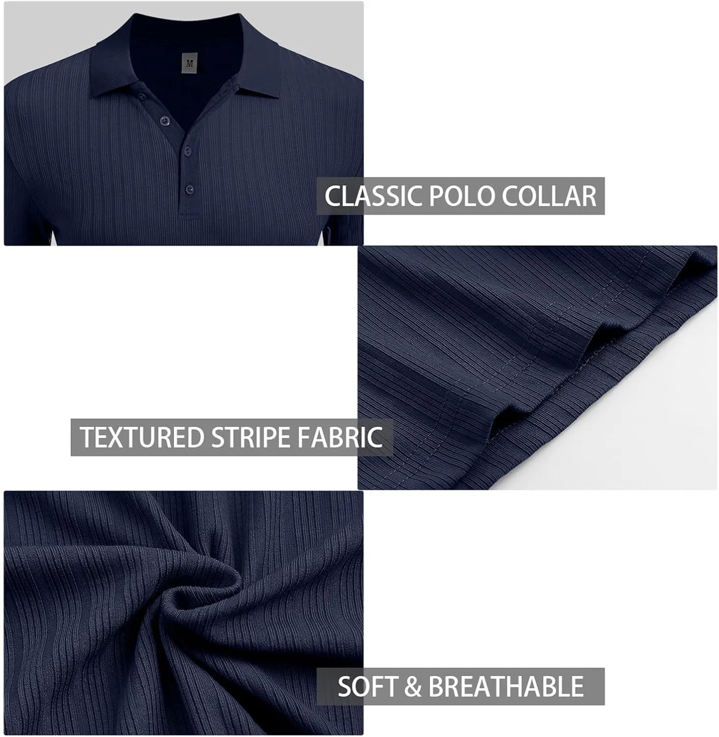 Askdeer Men's Polo Shirts Long/Short Sleeve Slim Fit Casual Shirts Classic Stretch Polo T Shirt Golf Shirts