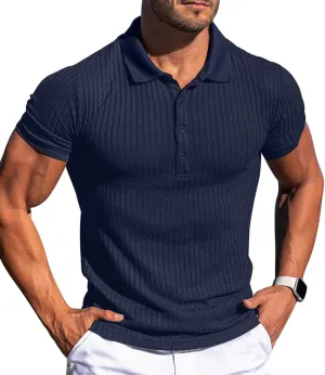 Askdeer Men's Polo Shirts Long/Short Sleeve Slim Fit Casual Shirts Classic Stretch Polo T Shirt Golf Shirts