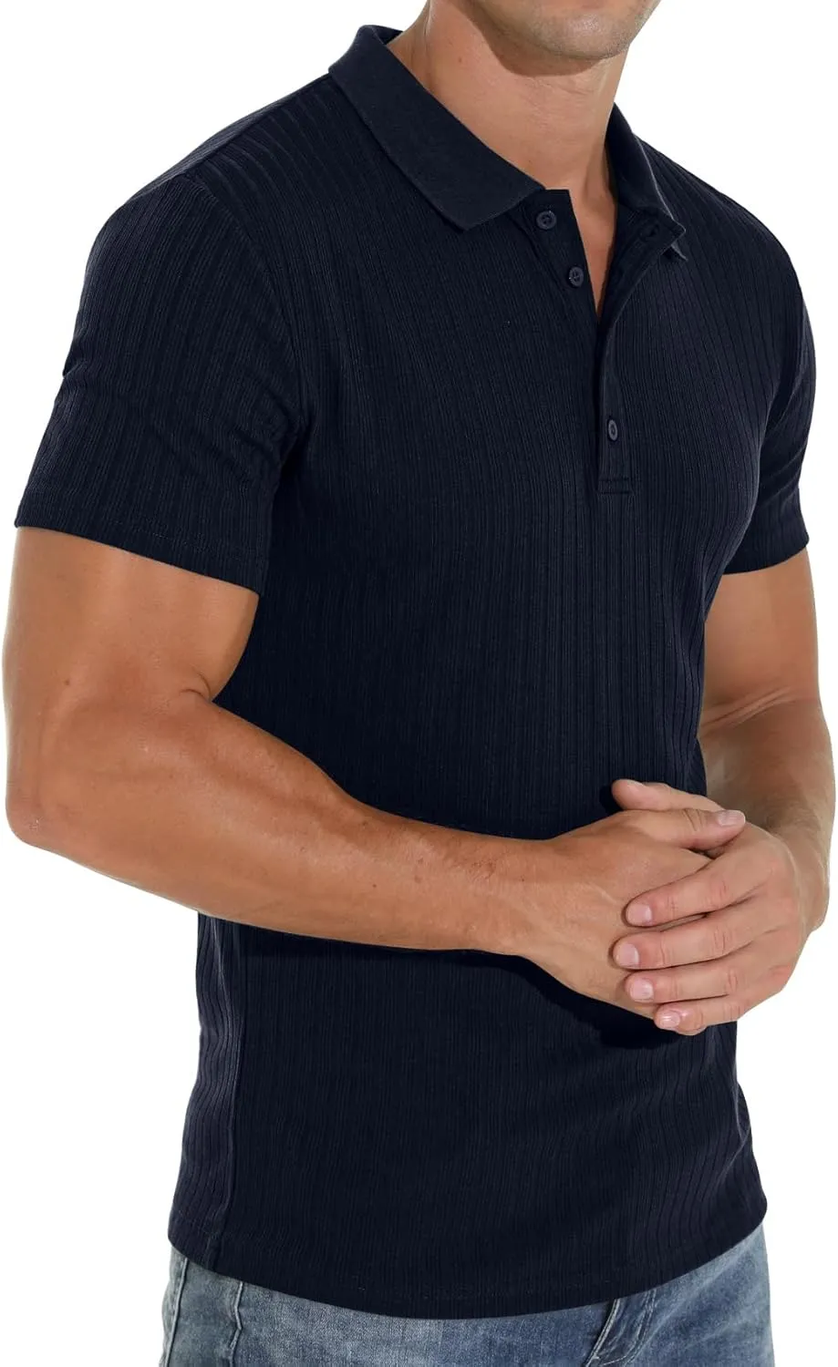 Askdeer Men's Polo Shirts Long/Short Sleeve Slim Fit Casual Shirts Classic Stretch Polo T Shirt Golf Shirts