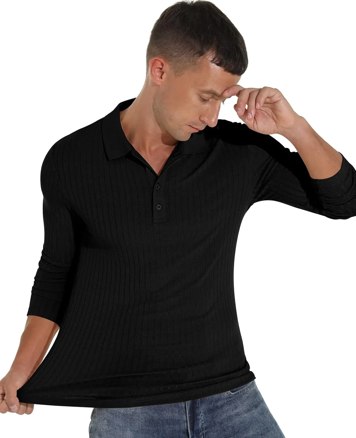 Askdeer Men's Polo Shirts Long/Short Sleeve Slim Fit Casual Shirts Classic Stretch Polo T Shirt Golf Shirts