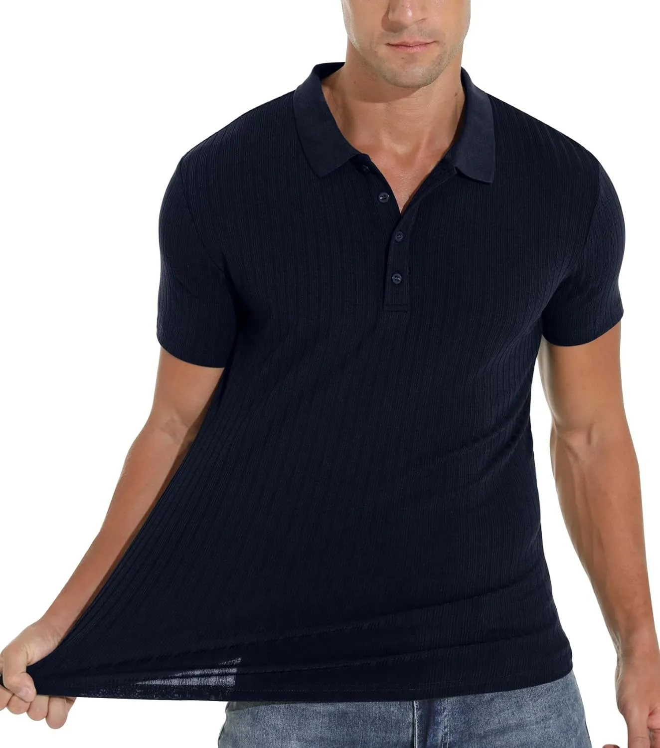 Askdeer Men's Polo Shirts Long/Short Sleeve Slim Fit Casual Shirts Classic Stretch Polo T Shirt Golf Shirts