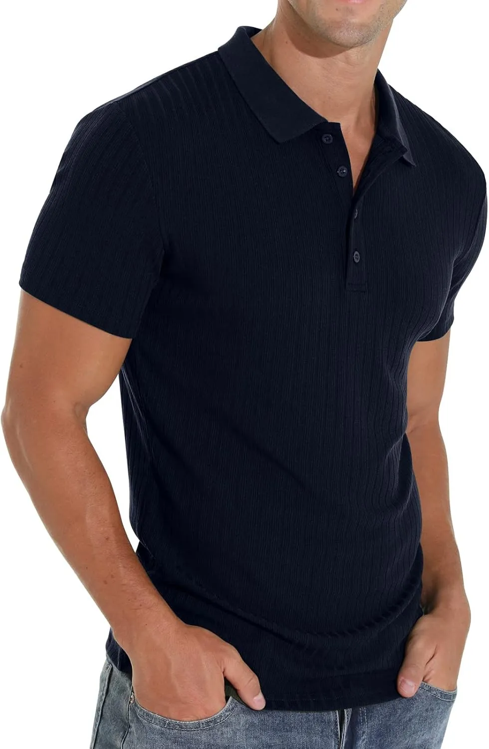 Askdeer Men's Polo Shirts Long/Short Sleeve Slim Fit Casual Shirts Classic Stretch Polo T Shirt Golf Shirts