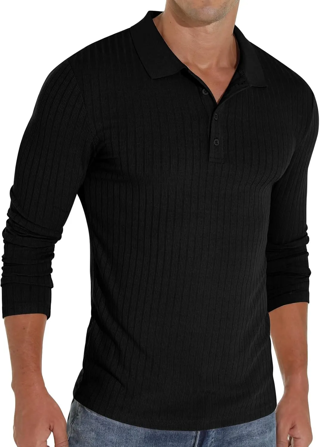 Askdeer Men's Polo Shirts Long/Short Sleeve Slim Fit Casual Shirts Classic Stretch Polo T Shirt Golf Shirts