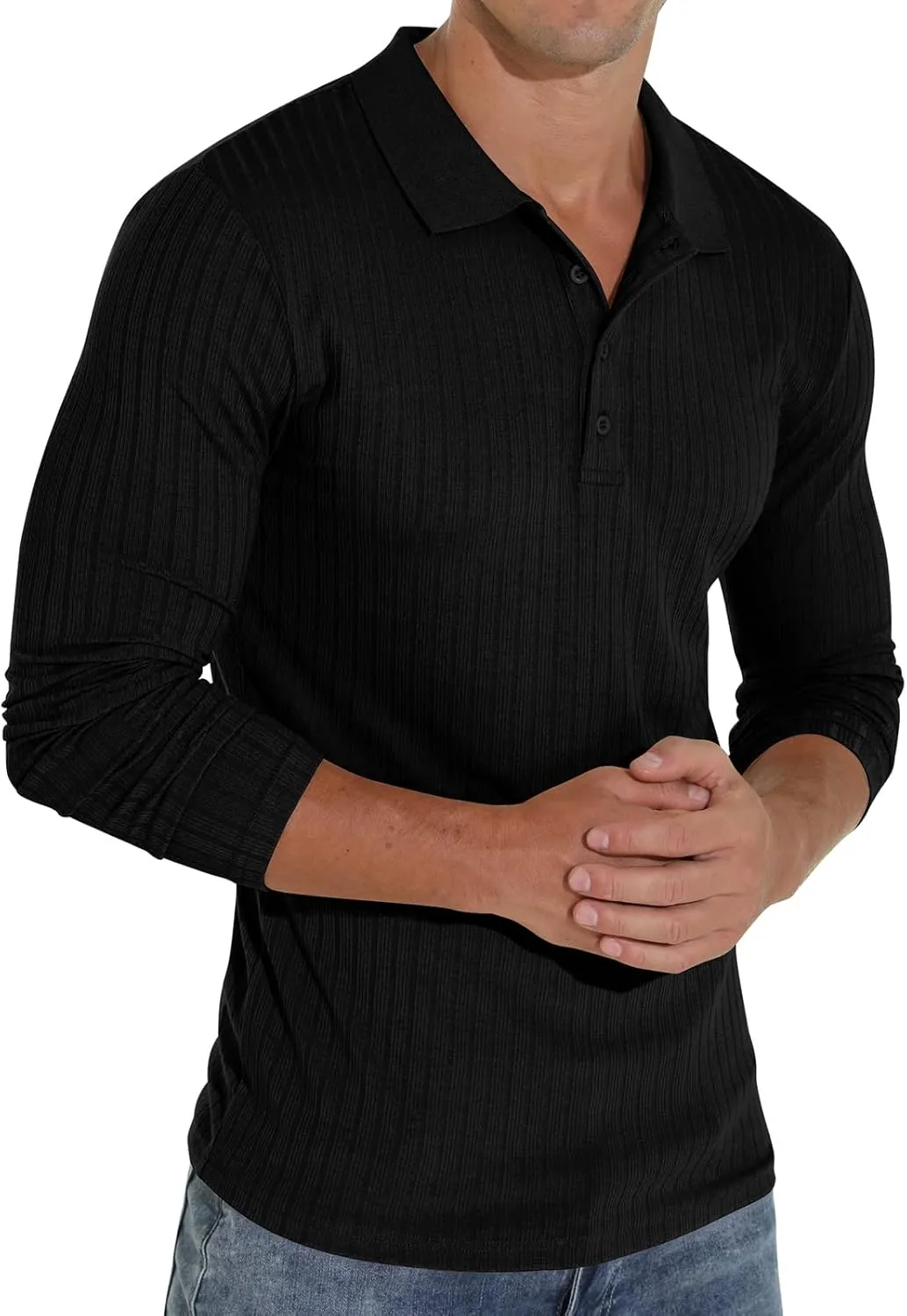 Askdeer Men's Polo Shirts Long/Short Sleeve Slim Fit Casual Shirts Classic Stretch Polo T Shirt Golf Shirts
