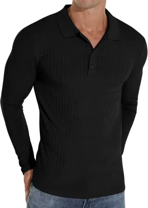 Askdeer Men's Polo Shirts Long/Short Sleeve Slim Fit Casual Shirts Classic Stretch Polo T Shirt Golf Shirts