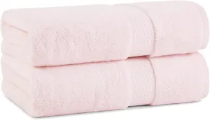 Aston & Arden Egyptian Bath Towels - Pack of 2 - Oversized Ultra Soft Thick & Absorbent, 100% Ringspun Egyptian Cotton Bathroom Towel for Spa, Hotel, 600 GSM, 30 x 54 in, Pink
