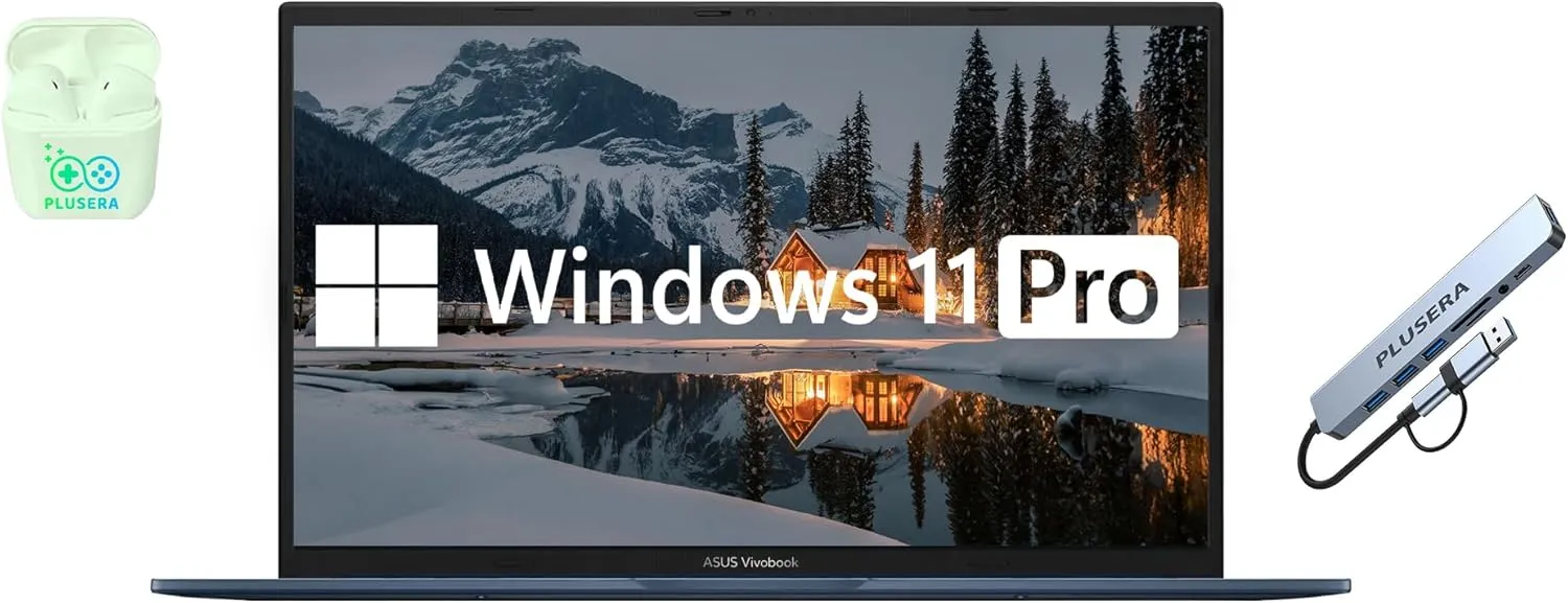 ASUS Vivobook 17.3" FHD Laptop, 6-Core Intel Core i3, 40GB RAM 2.5TB Storage (2TB SSD 512GB Docking Station Set), Windows 11 Pro with Microsoft Office Home & Business Included, PLUSERA Earphones, Blue