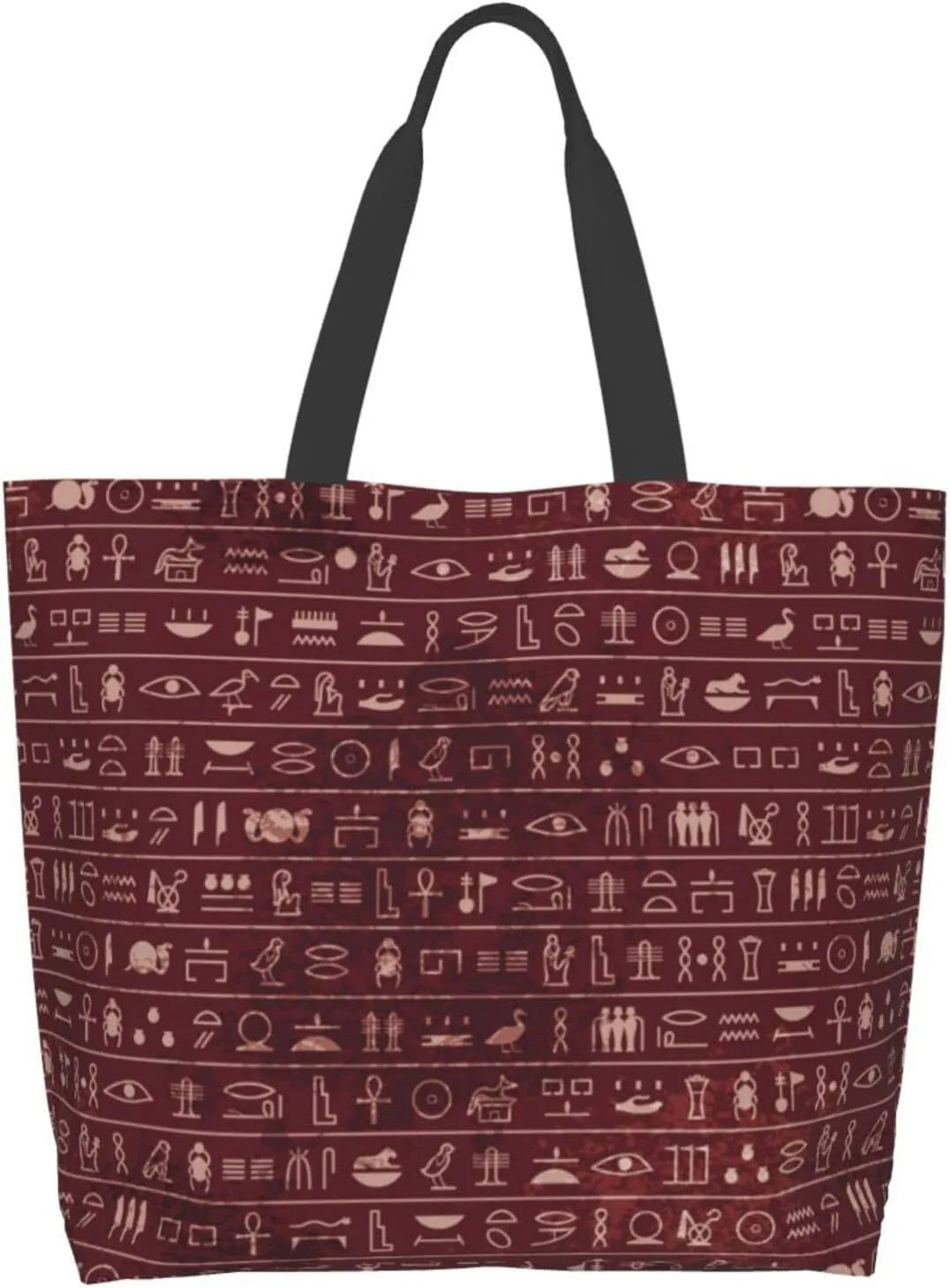 ASYG Egyptian Tote Shoulder Bag Hieroglyphs Bags Storage Handle Shopping Bag Portable Egypt Bag