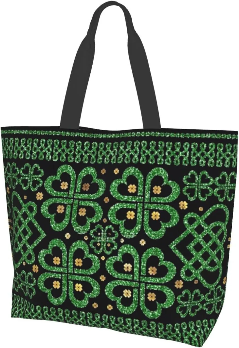 ASYG St Patrick Tote Shoulder Bag Green Clover Grocery Bags Storage Handle Shopping Bag Portable Bag