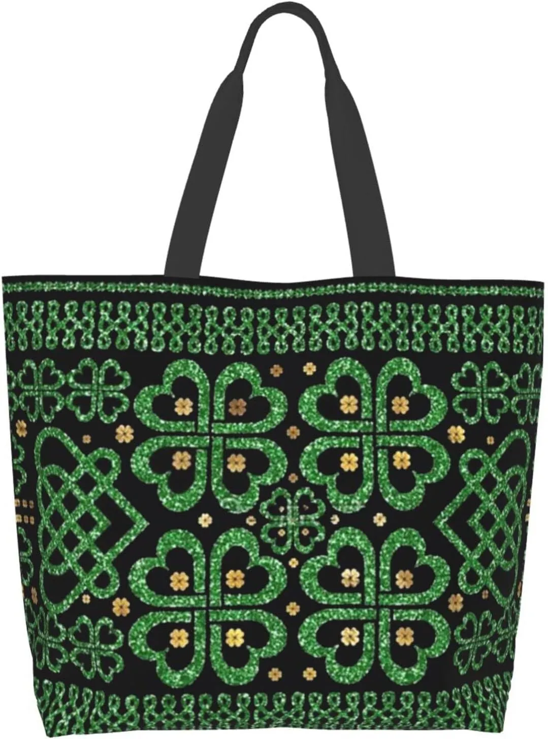 ASYG St Patrick Tote Shoulder Bag Green Clover Grocery Bags Storage Handle Shopping Bag Portable Bag