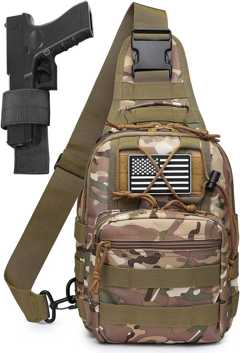 ATBP Small Tactical Sling Bag for Men with Holster Military EDC Shoulder Bag CCW Crossbody Bag 7 Liters
