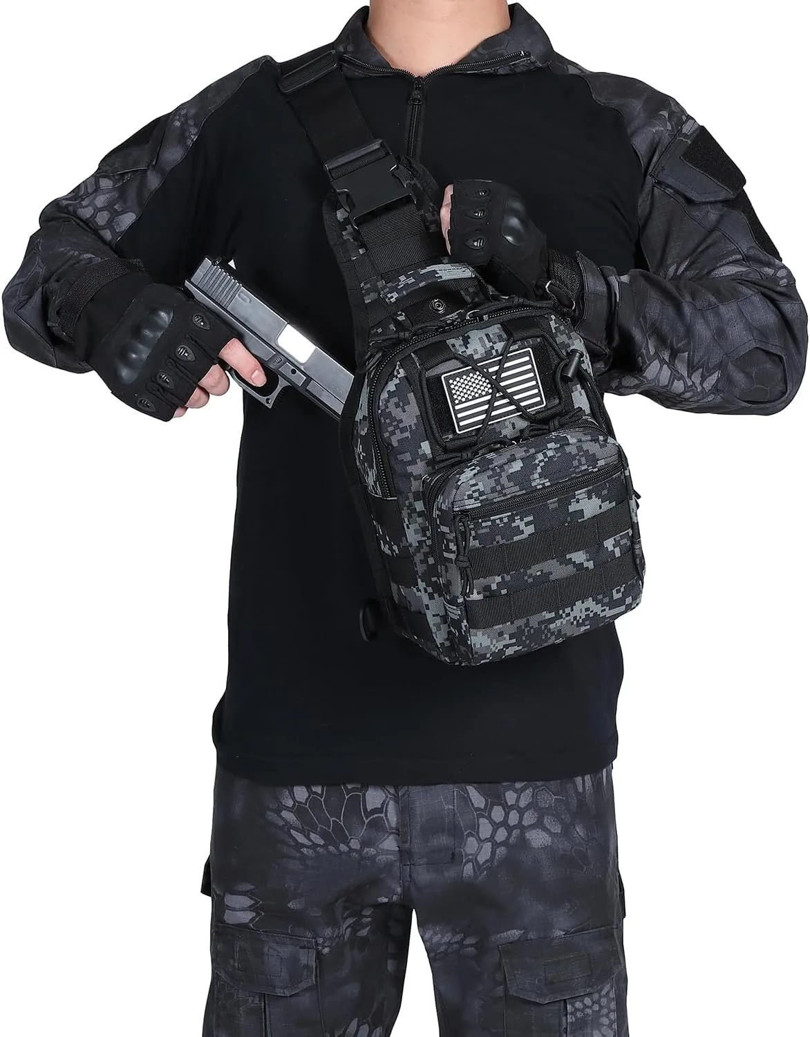 ATBP Small Tactical Sling Bag for Men with Holster Military EDC Shoulder Bag CCW Crossbody Bag 7 Liters