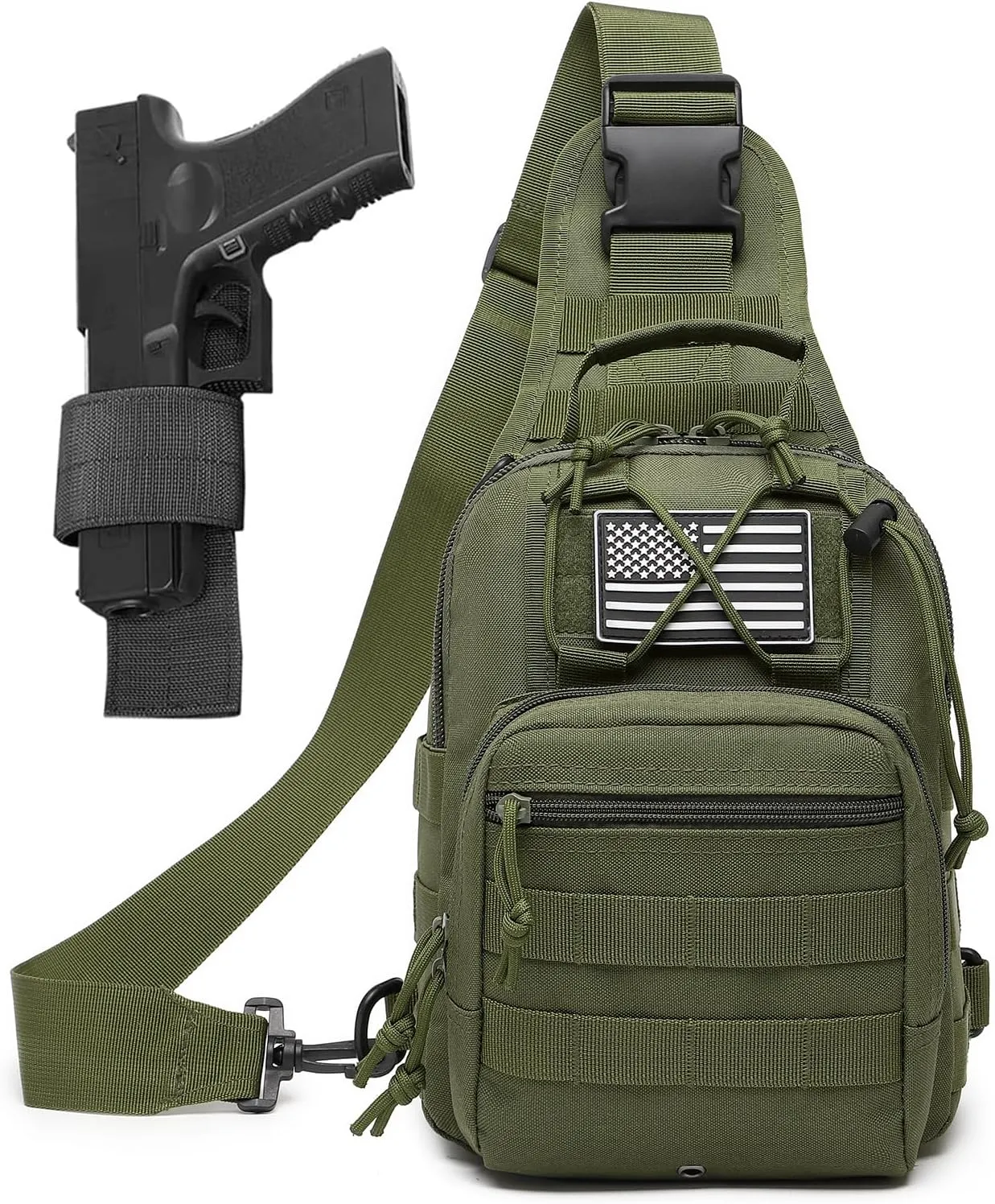 ATBP Small Tactical Sling Bag for Men with Holster Military EDC Shoulder Bag CCW Crossbody Bag 7 Liters