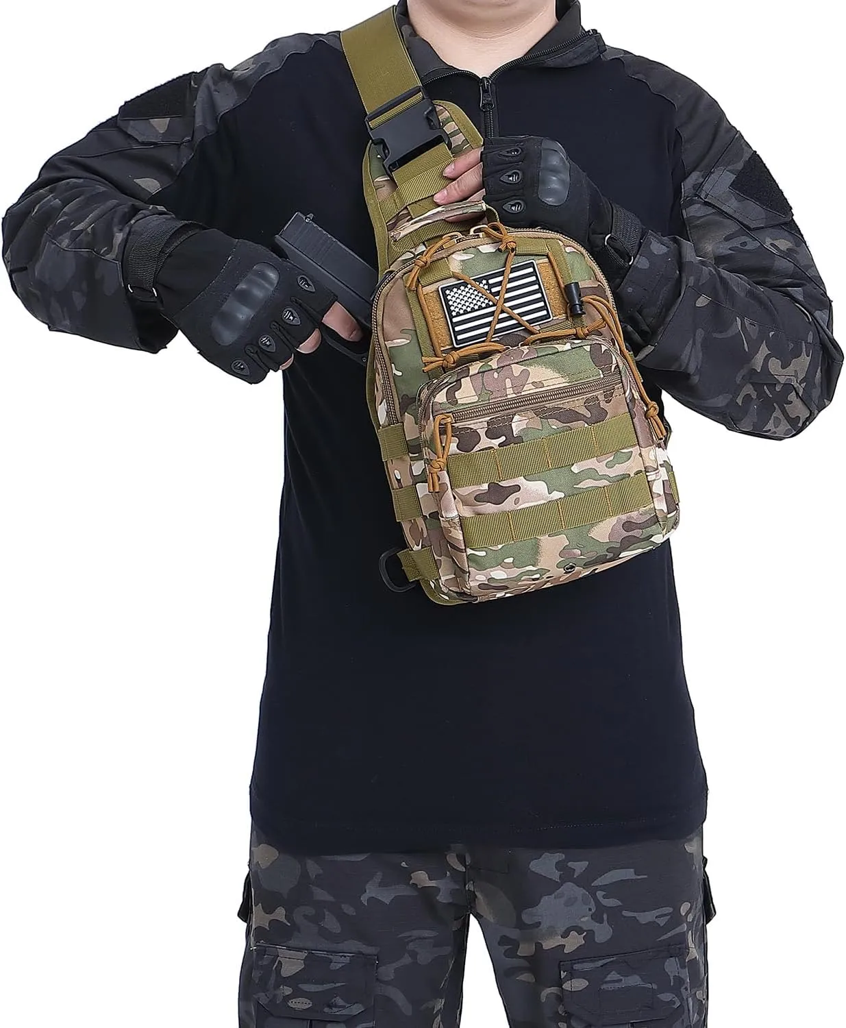 ATBP Small Tactical Sling Bag for Men with Holster Military EDC Shoulder Bag CCW Crossbody Bag 7 Liters